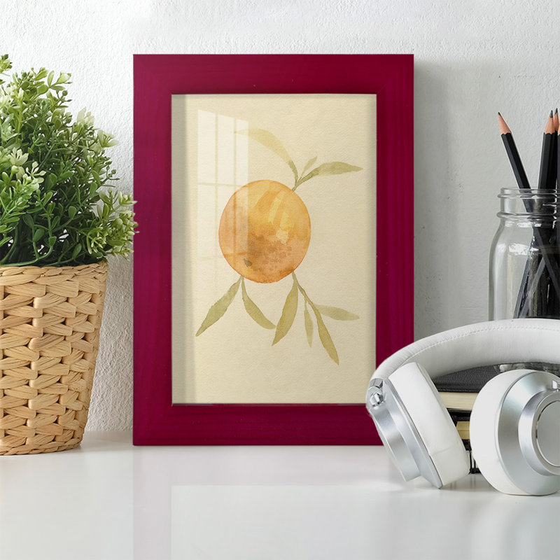 «Dappled Oranges II» - reproduction d'un seul cadre photo, H 7 po x l 5 po x P 1 po, Cadre rouge