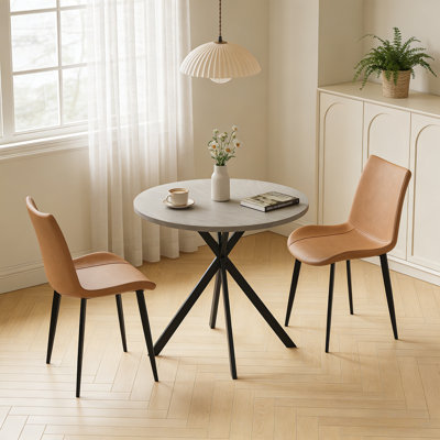 Table de salle à manger de 31,5 pouces et chaises pour 2, ensemble de table ronde moderne Mid Century