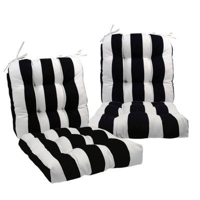 Set of 4 Outdoor Chair Cushions, 19 x 19 x 4 Inch Waterproof Fade‑Resistant Patio Seat Pads with Ties for Garden & Dining Chairs