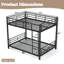 Lit superposé double au-dessus de la taille double, lit superposé pour adulte et adolescent peu encombrant, réduction du bruit, aucun sommier tapissier requis, noir