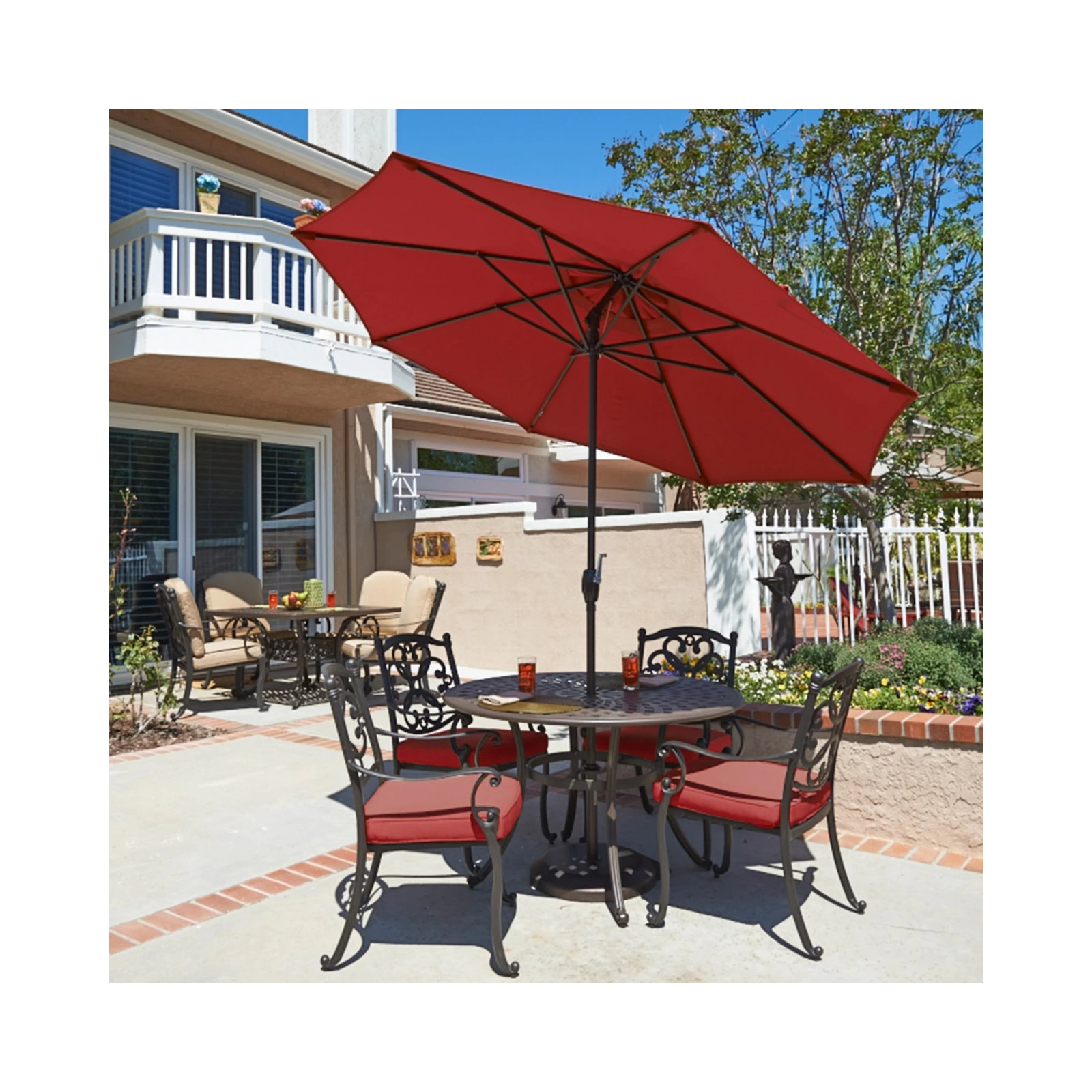 Stevie 108'' Outdoor Umbrella, Red- Olefin