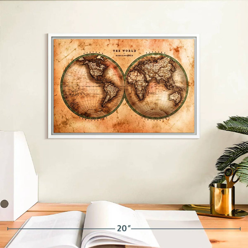 Rustic Hemispheres Reidy, 13" X 9", Floating Frame White