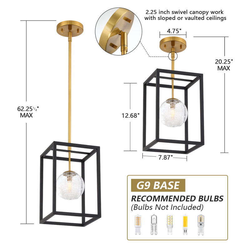 Luminaire suspendu moderne en verre 1 lumière, 1