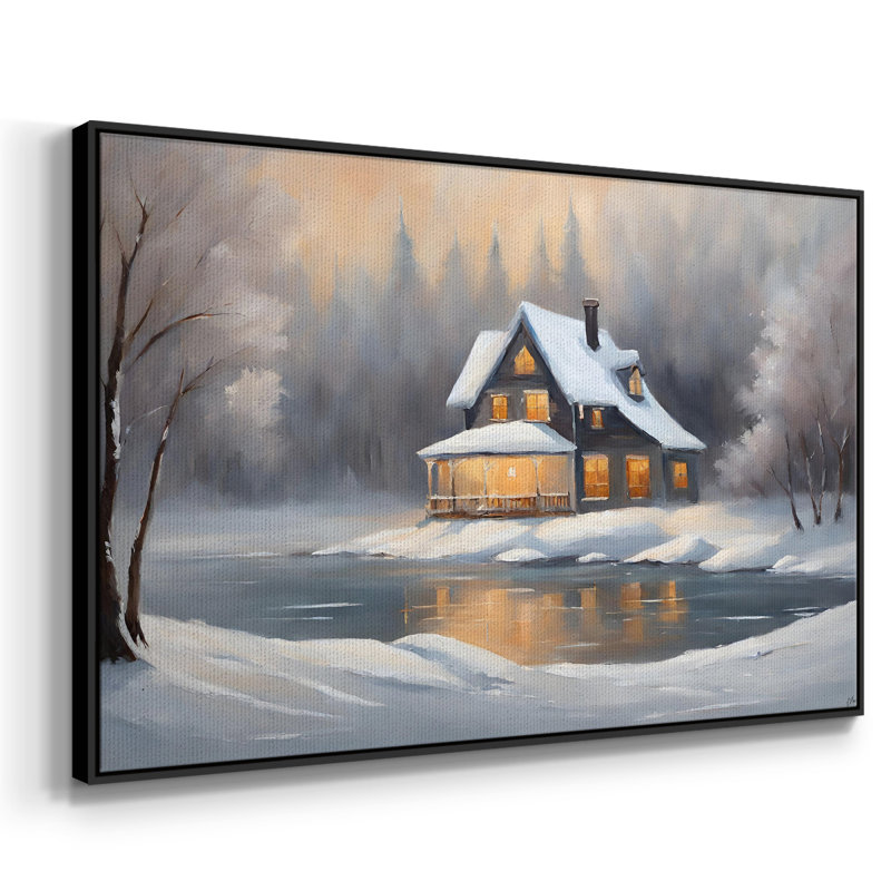 Paysage rétro - CCXI, Toile avec cadre flottant noir, H 17 po x l 25 po x P 2 po