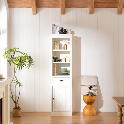 Bibliothèque autoportante de 75 pouces avec 1 tiroir et armoire, style rétro, rangement pour le couloir, décoration de chambre à coucher