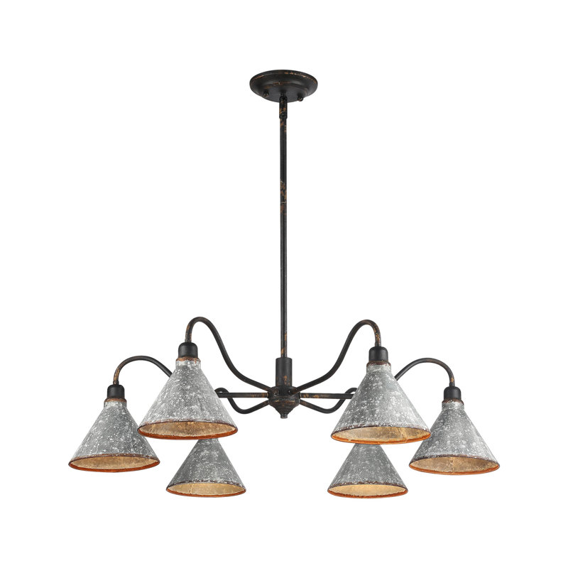 Lustre Jasper en fer noir antique avec acier galvanisé