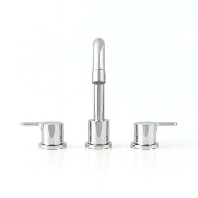 Modern Chrome High-Arc Widespread Bathroom Faucet With Pop-Up Drain Assembly & Supply Lines