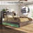 47.2"H Farmhouse King Size Bed with 2 Drawers & Bookcase Headboard, Gray-498611799-498611787