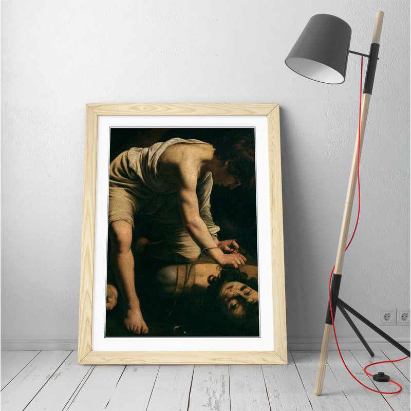 Caravaggio David And Goliath - Single Picture Frame Print on Canvas, White, 89cm H x 64cm W 