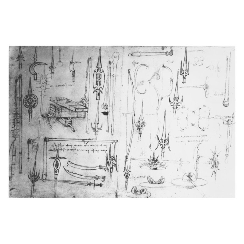«Weapons and Shields» par Leonardo Da Vinci - Estampe numérique, H 22 po x l 28 po