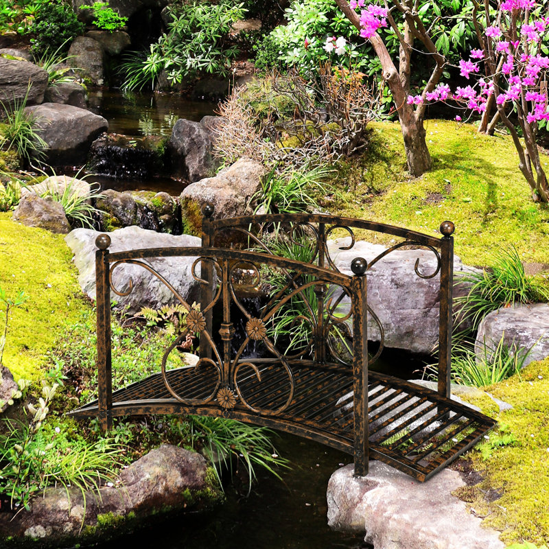 Pont en métal en métal 3,3 pieds par - pour un jardin élégant, brun