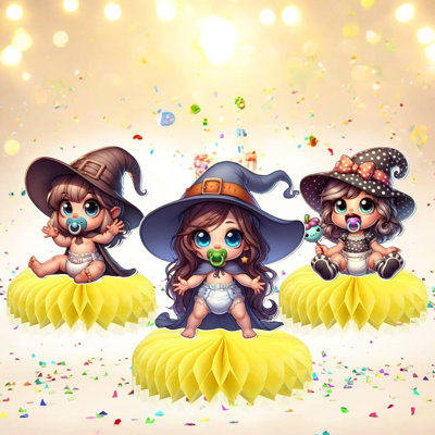 Baby Witch Table Centerpieces - 5 pcs Halloween Baby Shower Decorations