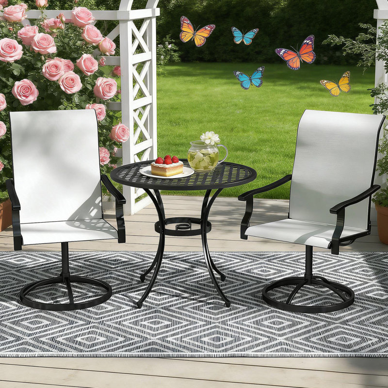 Ensemble de 2 chaises d'extérieur, chaises pivotantes, Blanc