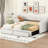 Beige Expandable Upholstered Twin Xl To King Daybed With Pull - Out Drawers, Ergonomic Back And Arm Support, Soft Fabric Buttoned Drawer Surfaces, Comfortable Seating