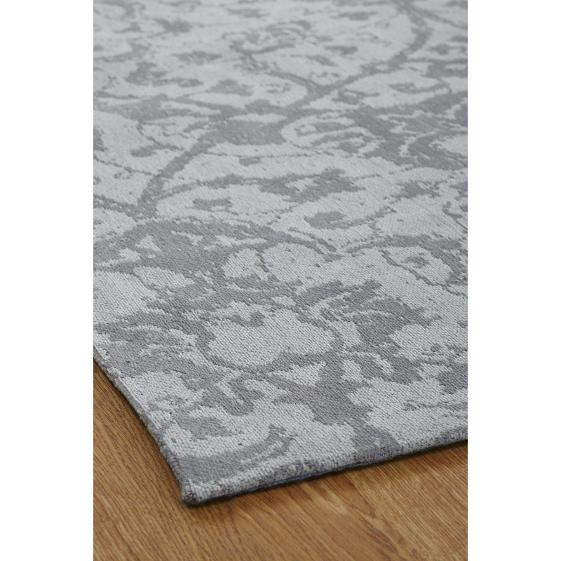 Hazy Cotton Oriental Area Rug in Platinum, Rectangle 3'6" x 5'6"