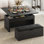 Table basse relevable avec rangement, ensemble de tables centrales extensibles avec banc repose-pieds