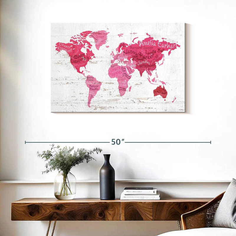 Iconic Females World Map, 24" H x 36" W