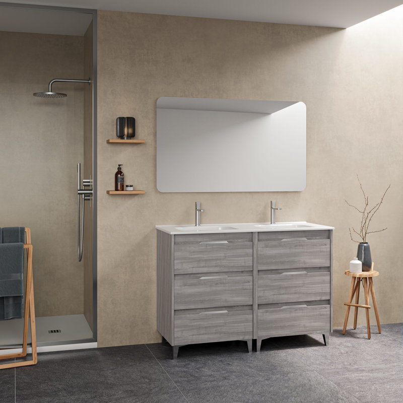 Vanity & Mirror Set, Grey