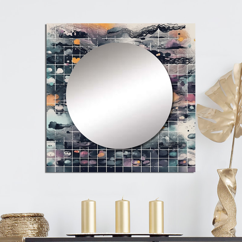 Marnique - Miroir carré abstrait pour décoration murale, 29 po x 29 po