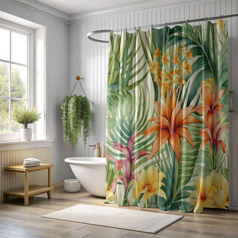 Rideau de douche standard 1 pièce Lush Bloom, H 74 po x l 71 po