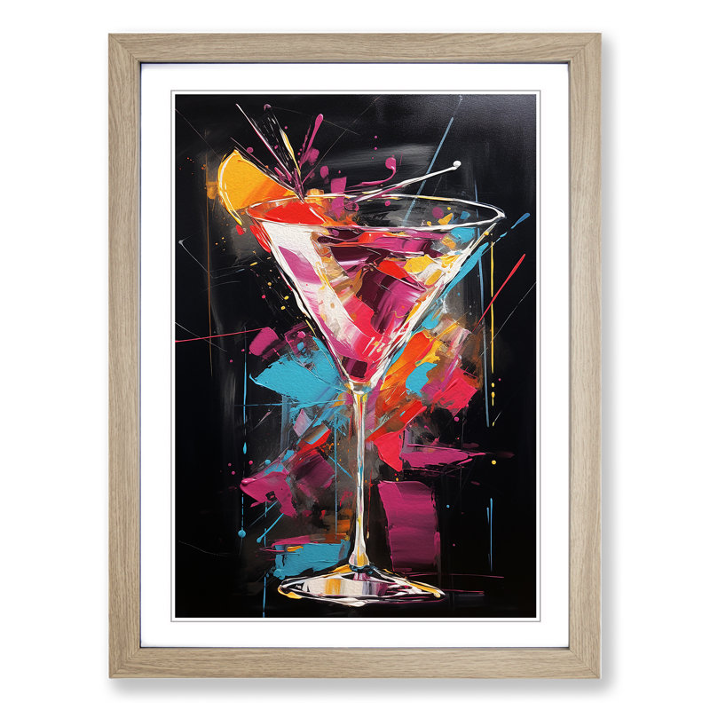 Cocktail Gestural - Framed Print, 64cm H x 46cm W x 2cm D, Oak Framed