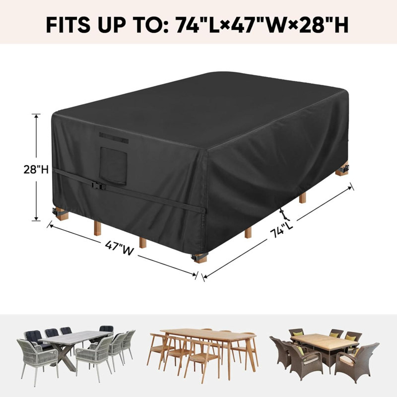 Housses de mobilier de patio, housses de mobilier d'extérieur imperméables et robustes pour table de patio Oxford