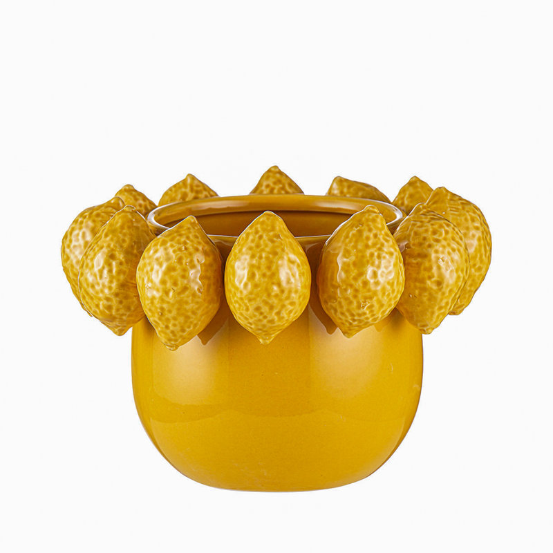 Handmade Yellow Lemon Ceramic Table Vase for Living Room Decoration,Modern Home Decor Accent Piece