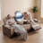 Premium Faux Leather 3-Piece Living Room Set with Drop-Down Table, Center Console, Cup Holders & Touch Reading Lights-44299392