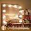 Coiffeuse de maquillage avec miroir lumineux à DEL et 5 tablettes ouvertes pour la chambre à coucher-841558739