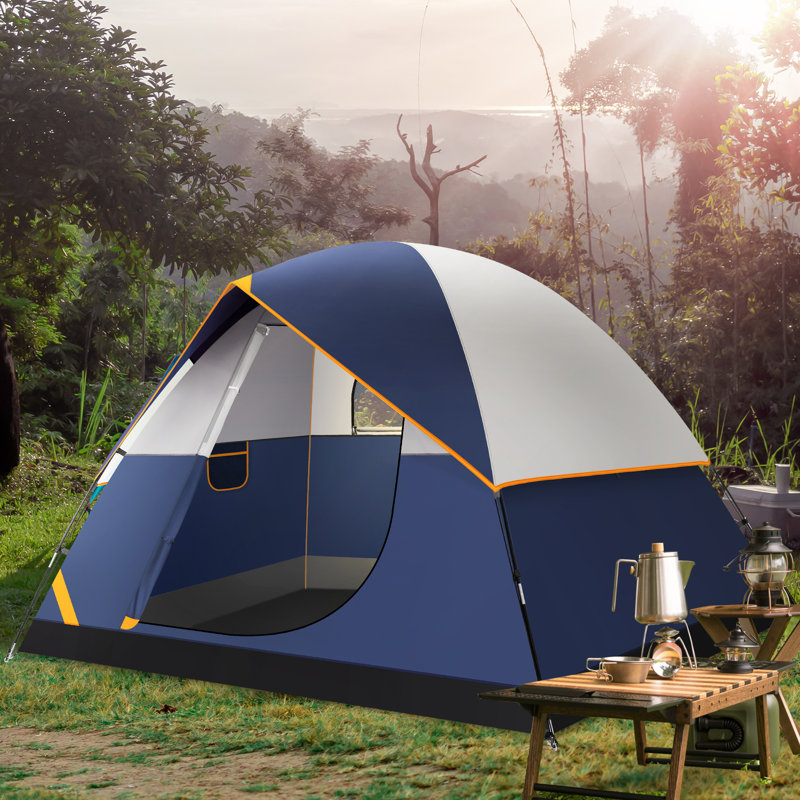  Tente de camping, tente de randonnée imperméable et imperméable pour 4 personnes avec mouche amovible, tentes familiales portatives légères pour le camping, les voyages, la pêche, la randonnée, les scouts
