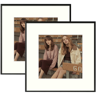 Black Metal Picture Frame - Set of 2 with Mat