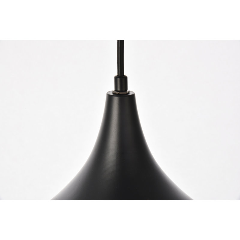 Villacorta 1-Light Dimmable Metal Teardrop Pendant , 12" H x 16.5" W x 16.5" D, Black