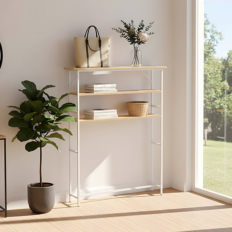 3-Tier Wood-Grain Narrow Console Table
