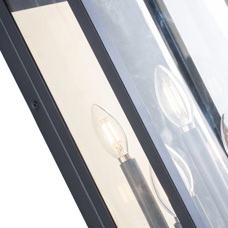 Applique murale d'extérieur en verre noir à 3 lumières H 23 '' avec crépuscule à l'aube Sucdi