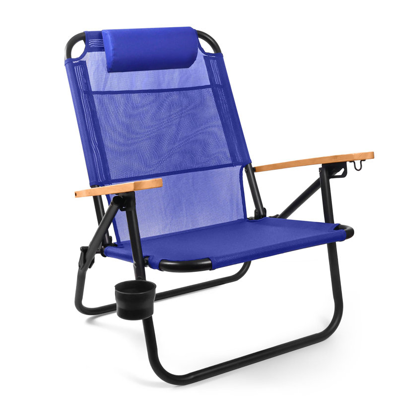 Chaise de plage à dos pour adultes, Bleu marine / Noir