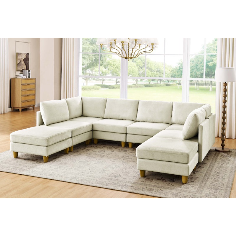 Boatwright Modular Sectional, Beige Polyester Blend