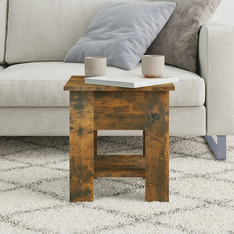 Glass End Table with Storage, White, 15.7" x 15.7" x 16.5"