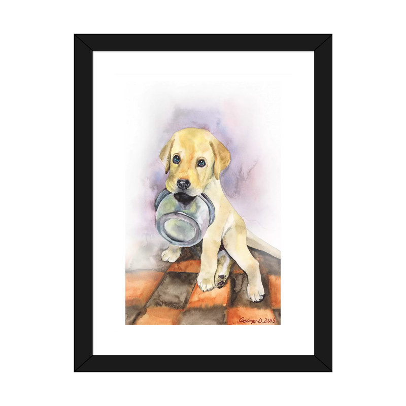 Labrador Labrador par George Dyachenko - reproduction, H 32 po x l 24 po x P 1 po, Papier encadré noir, Blanc