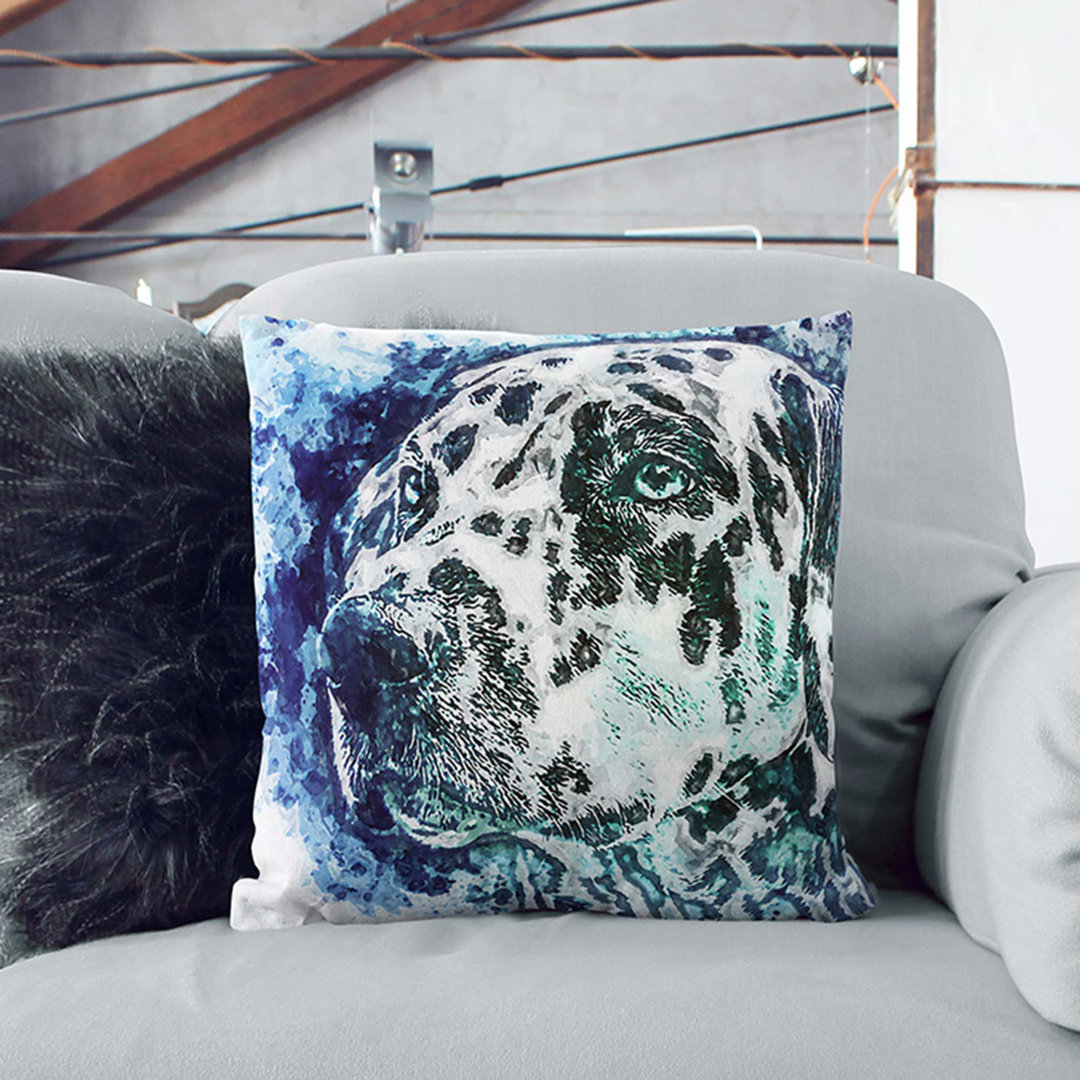 Dalmatian Dog in the Blue in Abstract Cushion with Filling