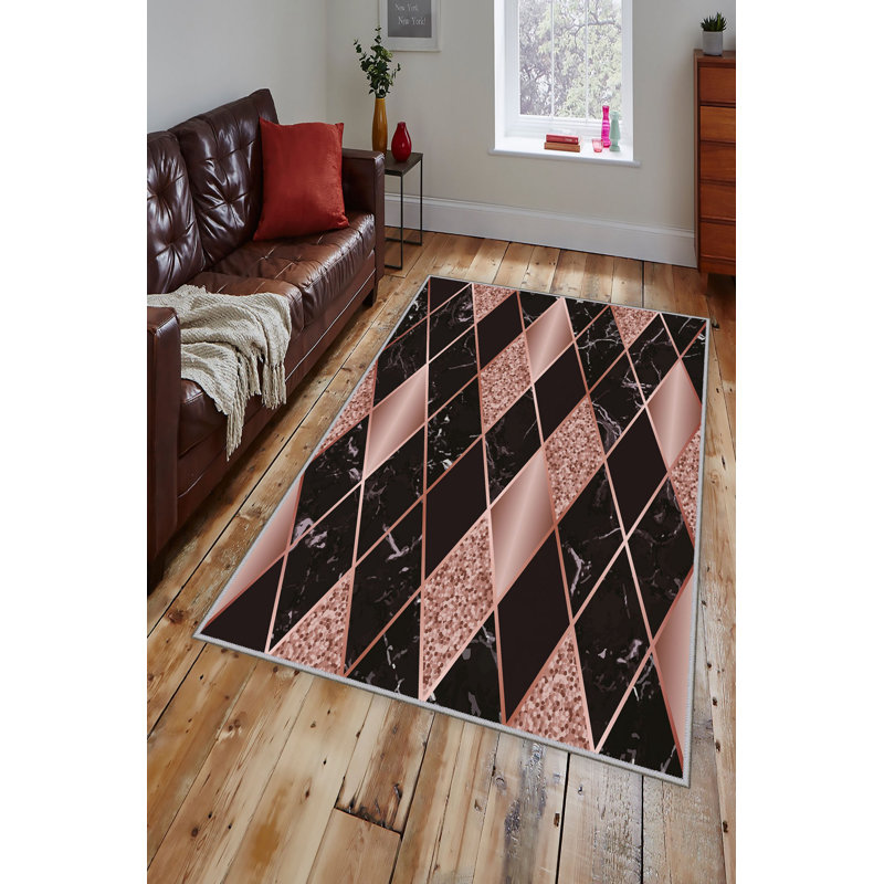 Premium Hall Carpet, 3.3 x 6.6 Feet, 100% Polyester, 0.3 in Pile Height | Antibacterial, Non-Slip Underside, Machine Washable | Elegant 3D Digital Print Design, Perfect for Entryways & Living Rooms