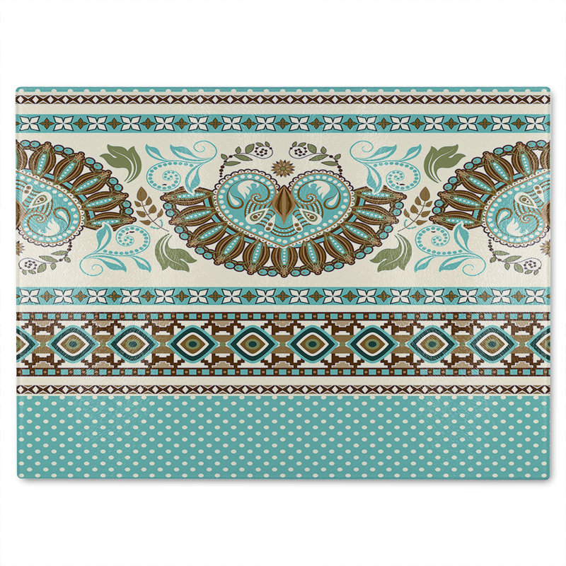 Egyptian Greek Roman Style Glass Chopping Board, 28cm L x 20cm W