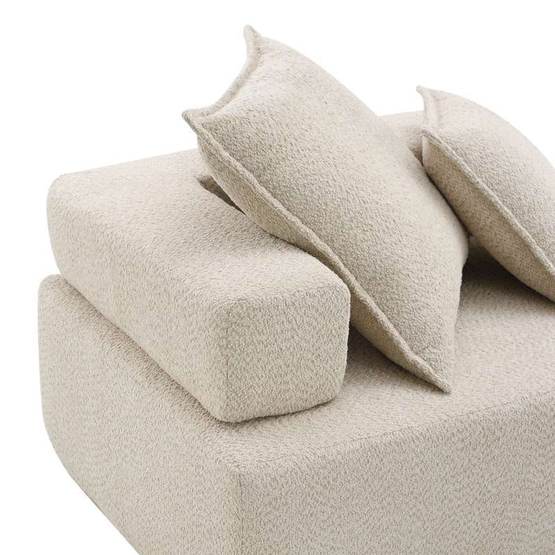 Modern Sofa Modular L Shaped Sectional Sofa Luxury Boucle Floor Couch Set Convertible Sleeper Couch Sofa Bed, Beige