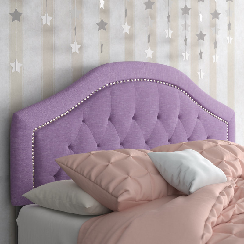 Danni Upholstered Metal Panel Headboard, Polyester Blend Light Purple, Full / Queen