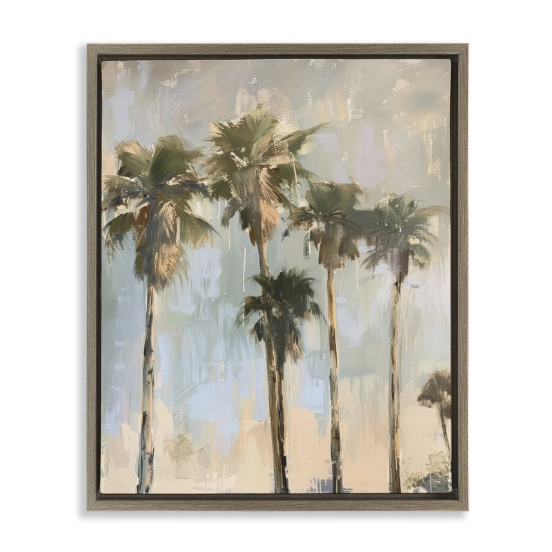  «Painterly Palm Trees Floater», art mural sur toile par Petal Prints Design, H 21 po x l 17 po