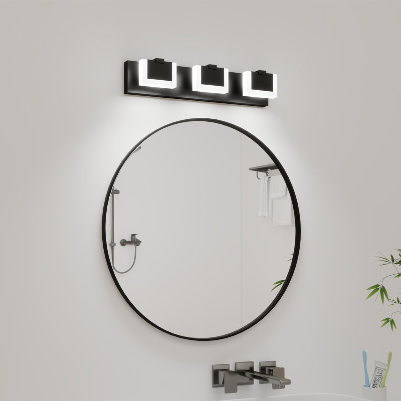 Éclairage pour meuble-lavabo moderne à 3 lumières DEL noir, Trois lumières