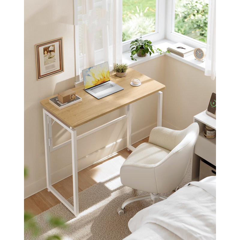 Adjustable Metal Base Computer Desk, White, Yellow