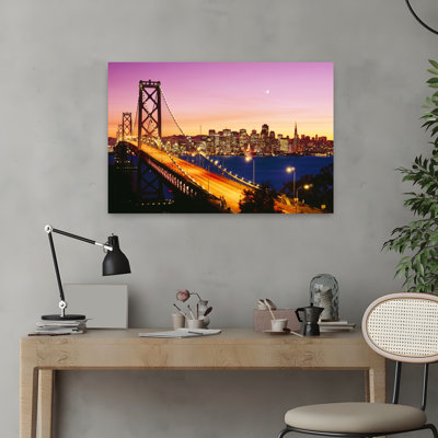 Usa California San Francisco Bay Bridge At Dusk Abstract Contemporary City Tree Art