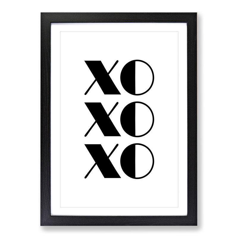 Kiss Hug - Picture Frame Typography, Black Framed, 36cm H x 27cm W x 2cm D