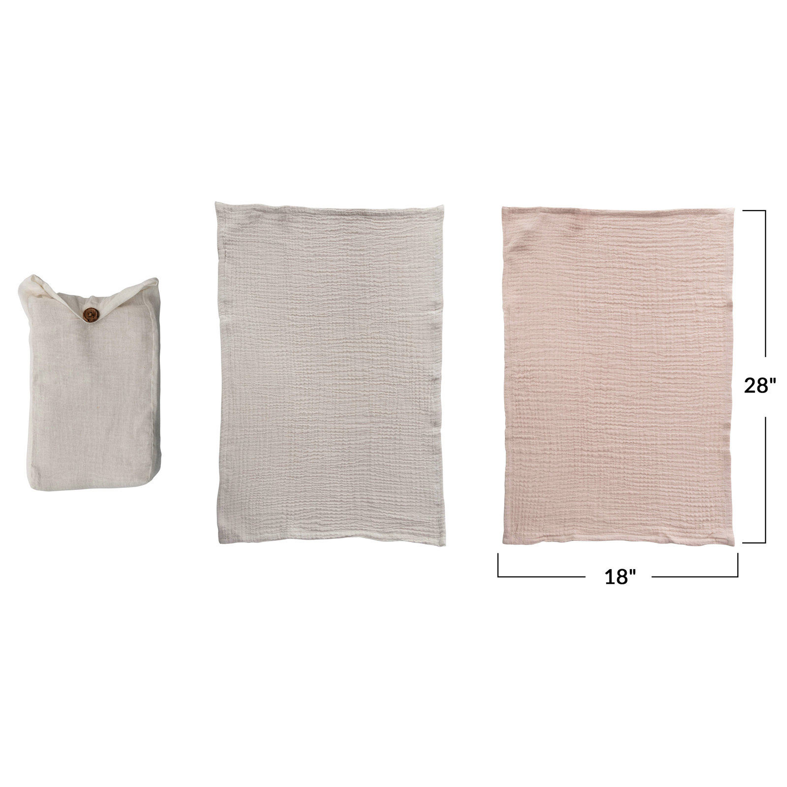 Cotton Tea Towel Kitchen Towel, Pink/Gray