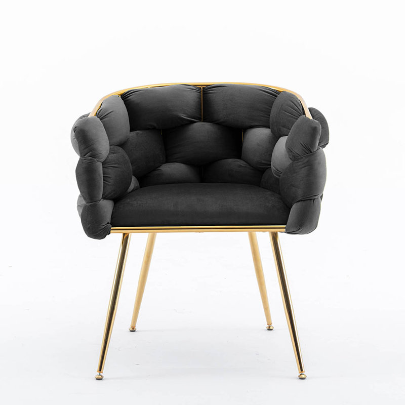 Hummera Upholstered Accent Chair, Black Velvet, 1
